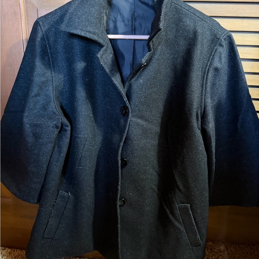Gap Classic Black Womens light weight wool pea coat